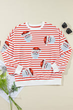 Orange Stripe Striped Sequin Santa Claus Pattern Christmas Pullover Sweatshirt