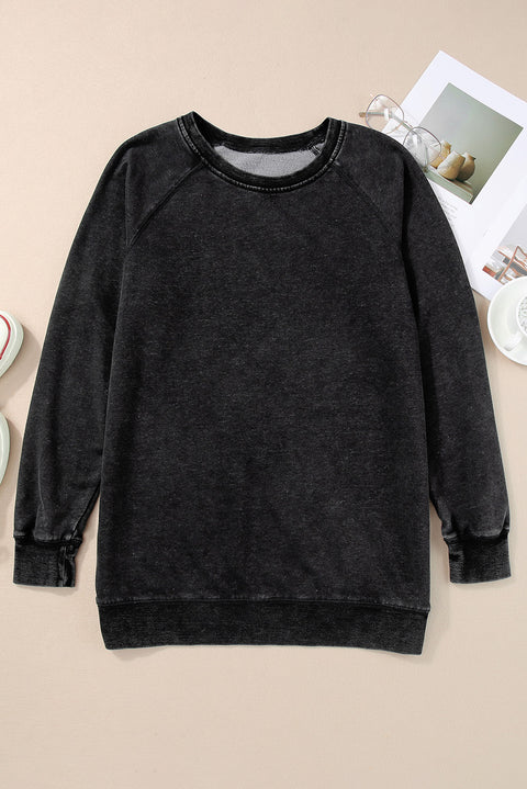 Sudadera extragrande con lavado mineral negro 