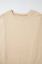 Apricot Loose Patchwork Crewneck Plus Size Sweatshirt