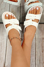 White Double-buckle EVA Slippers