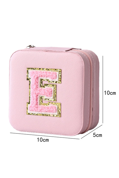 Pink Letter E Chenille Patch Jewelry Box