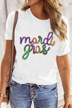 White Sequin mardi gras Graphic Plus Size T Shirt