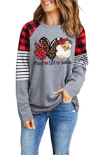 Buffalo Plaid & Stripe Splicing Long Sleeve Top