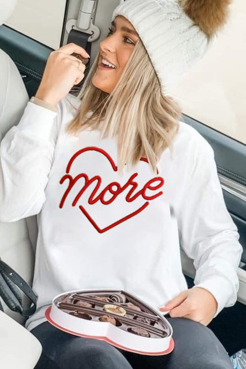 Heart Shaped Embroidered Pullover Sweatshirt