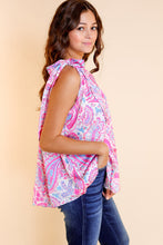 Multicolour Knotted One Shoulder Paisley Print Tank Top