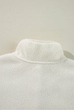 White Fleece Placket Turn-down Collar Drop Shoulder Sweatshirt