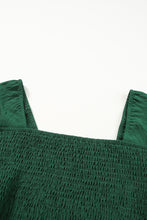 Green Square Neck Smocked Peplum Top and Pants Set