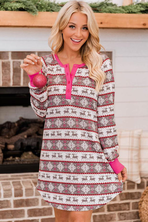 Vestido de pijama henley con estampado navideño 