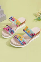 Multicolour Random Color Crochet Dual Band Wedge Slippers