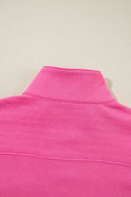 Bright Pink Vintage Mineral Wash Half Button Collared Sweatshirt