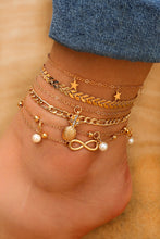 Gold Pineapple Pearl Star Shape Adjustable Chain Anklet Set