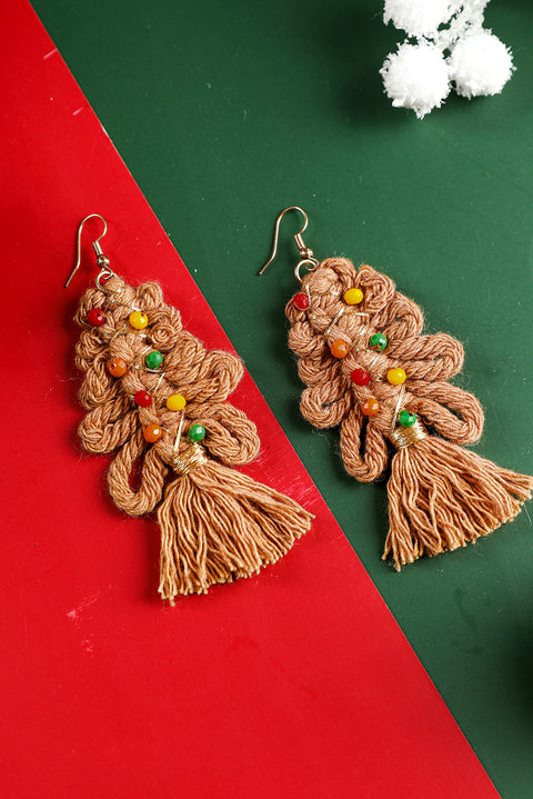 Thai Curry Christmas Beaded Braided Dangle Earrings