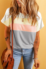 Gray Ribbed Color Block Patchwork T-shirt