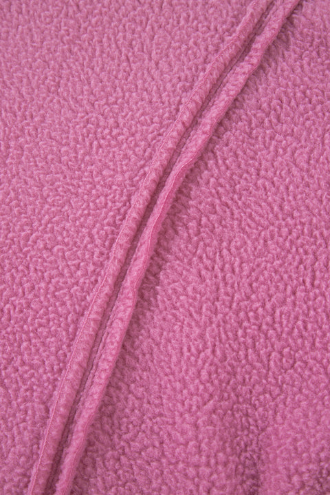 Bright Pink Sherpa Seamed Drop Shoulder Oversized Sweatshirt