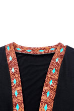 Western Pattern Cow Patchwork Open Front Cardigan