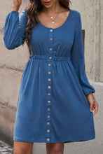 Button Up High Waist Long Sleeve Dress