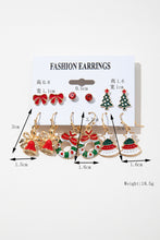 Racing Red 6 Pairs/Set Christmas Tree Wreath Bell Bow Knot Earring Set