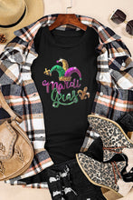 Black Mardi Gras Sequin Pattern Crew Neck T Shirt