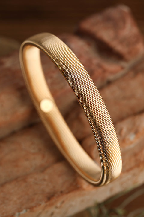 Gold Stretchy Metal Wide Bangle