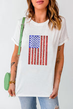 White Shimmery Flag Graphic Tee