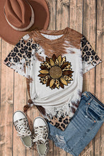 Chestnut Leopard Bleached Sunflower Graphic Crewneck T Shirt