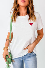 Valentines Heart Pattern Embroidery T Shirt