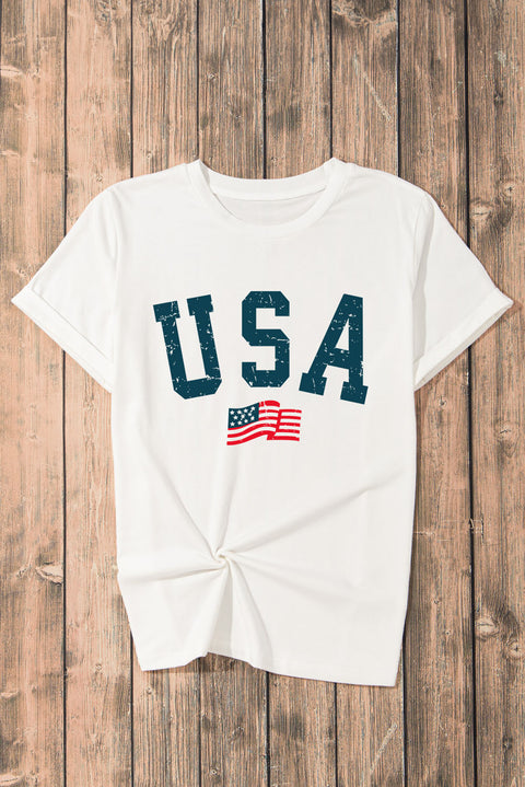 White USA Flag Graphic Oversized Tee