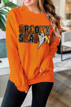 Russet Orange Sequin SPOOKY SEASON Ghost Pattern Halloween Pullover Sweatshirt