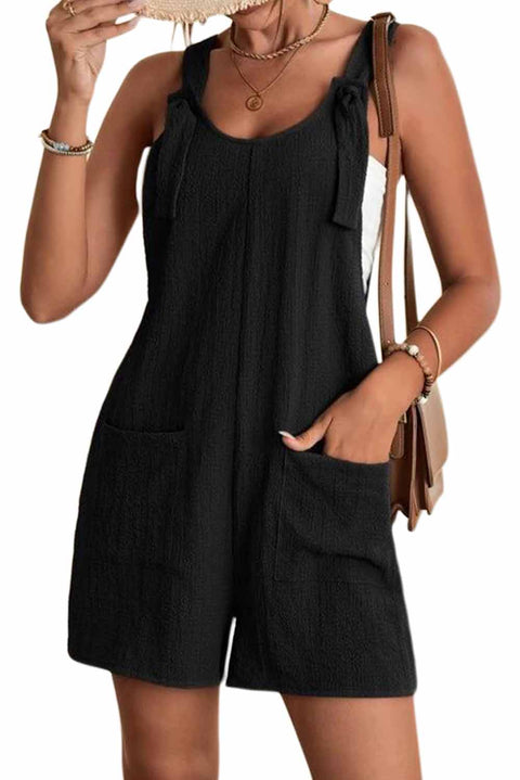 Adjustable Straps Pocketed Textured Romper