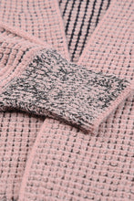 Pink Chunky Waffle Knit Oversized Collar Cardigan