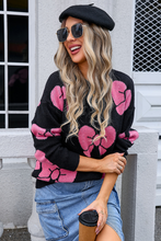 Black Valentine Bowknot Knitted Round Neck Fashion Sweater