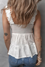 White Crinkled Ruffled Straps Peplum Babydoll Tank Top