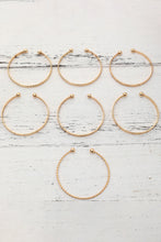 Gold 7pcs/set Textured Plated Open Alloy Bangle Set