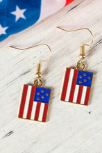 Dark Blue American Flag Print Patriotic Hook Earrings