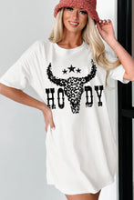 White HOWDY Cheetah Steer Head Print Oversized T Shirt