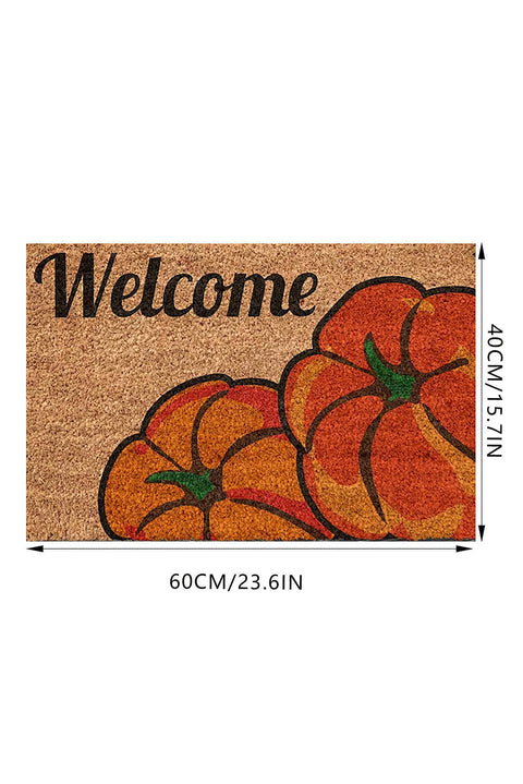 Orange Welcome Thanksgiving Pumpkin Graphic Ground Mat