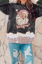 Snowy Christmas Graphic Leopard Bleached Sweatshirt