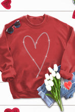 Rhinestone Heart Shaped Long Sleeve Sweatshirt