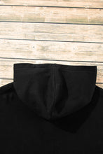 Black Fleece Lined Half Zipper Kangaroo Pockets Loose Hoodie