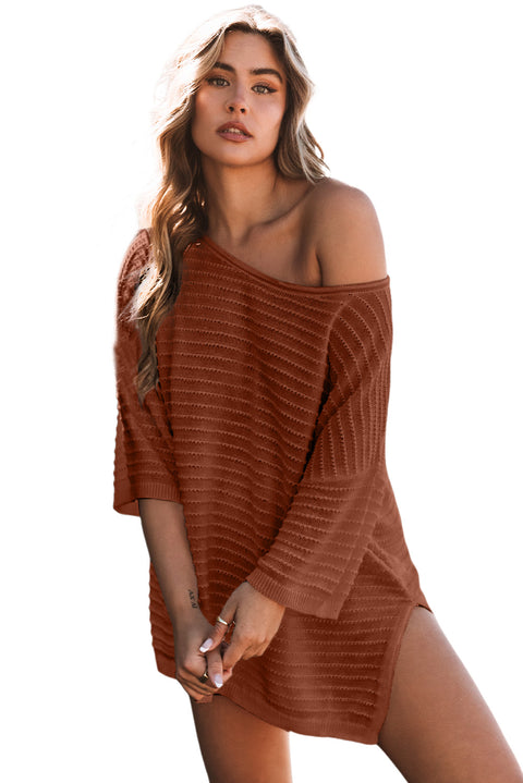 Textured Knit Drop Shoulder Tee