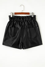 Black Faux Leather Paper Bag Waist High Rise Shorts