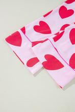 Pink Classic Heart Valentines Short Sleeve Pants Pajamas Set