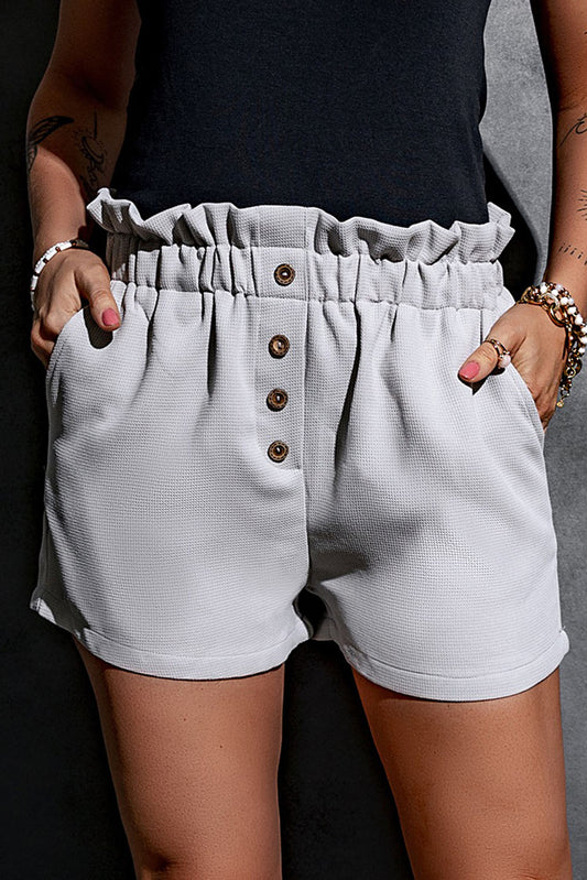 Shorts con bolsa de papel en mezcla de lino 