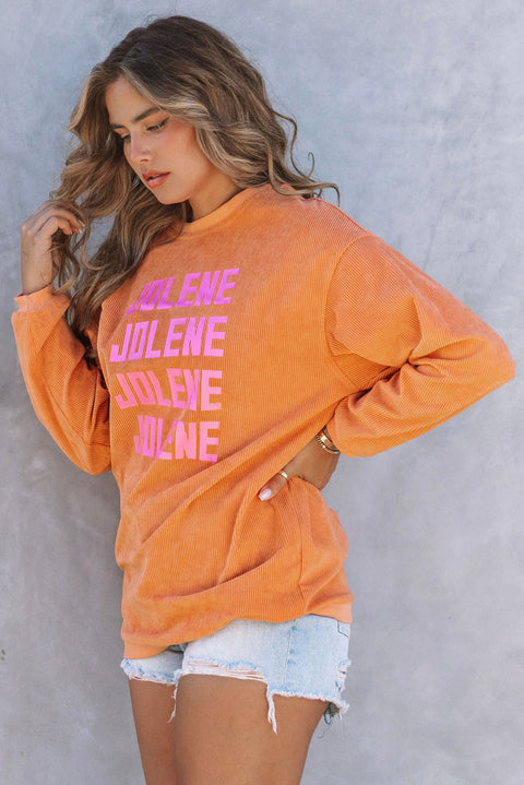 Sudadera oversize con cordón de canalé JOLENE naranja 