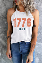 White 1776 USA Printed Round Neck Tank Top