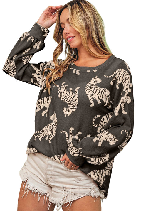 Leopard Lively Tiger Print Casual Sweatshirt