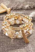 White Bohemian Rhinestone Beaded Fringed Layered Bracelet