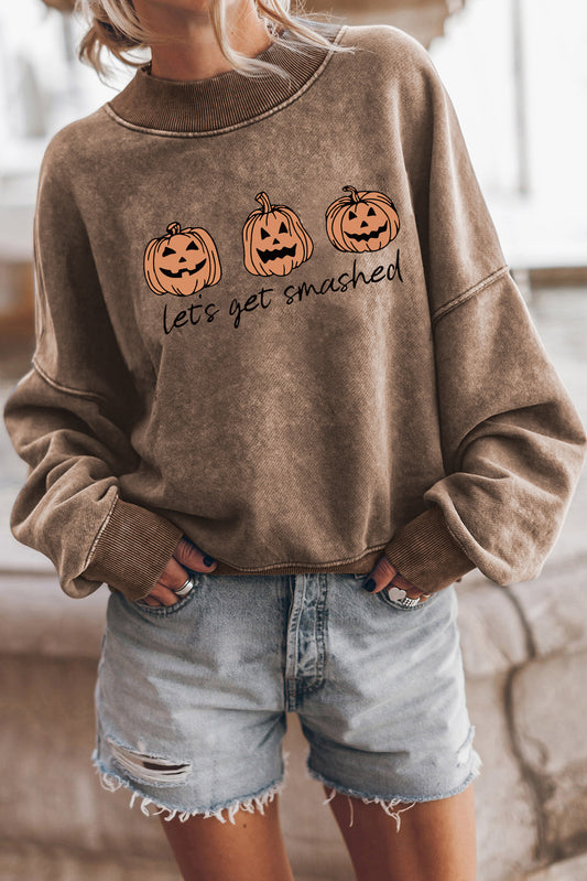 Sudadera con gráfico de calabaza de Halloween Lets Get Smashed marrón