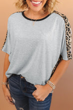 Leopard Splicing O-neck Short Sleeve T Shirt