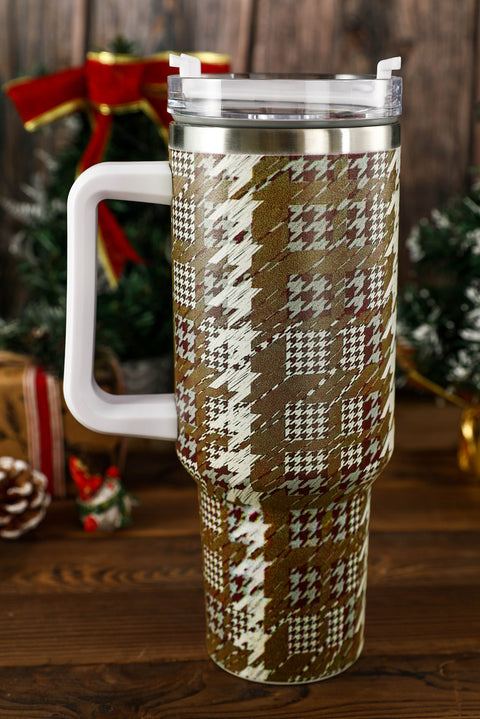 Fiery Red Houndstooth Pattern Stainless Steel Tumbler 40oz